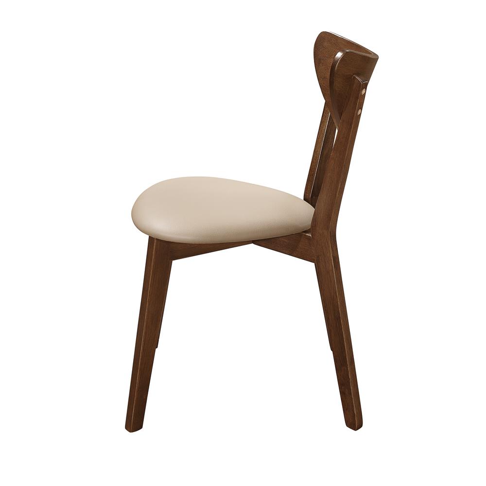 Kersey Leatherette Curved Back Dining Side Chair with Wood Legs