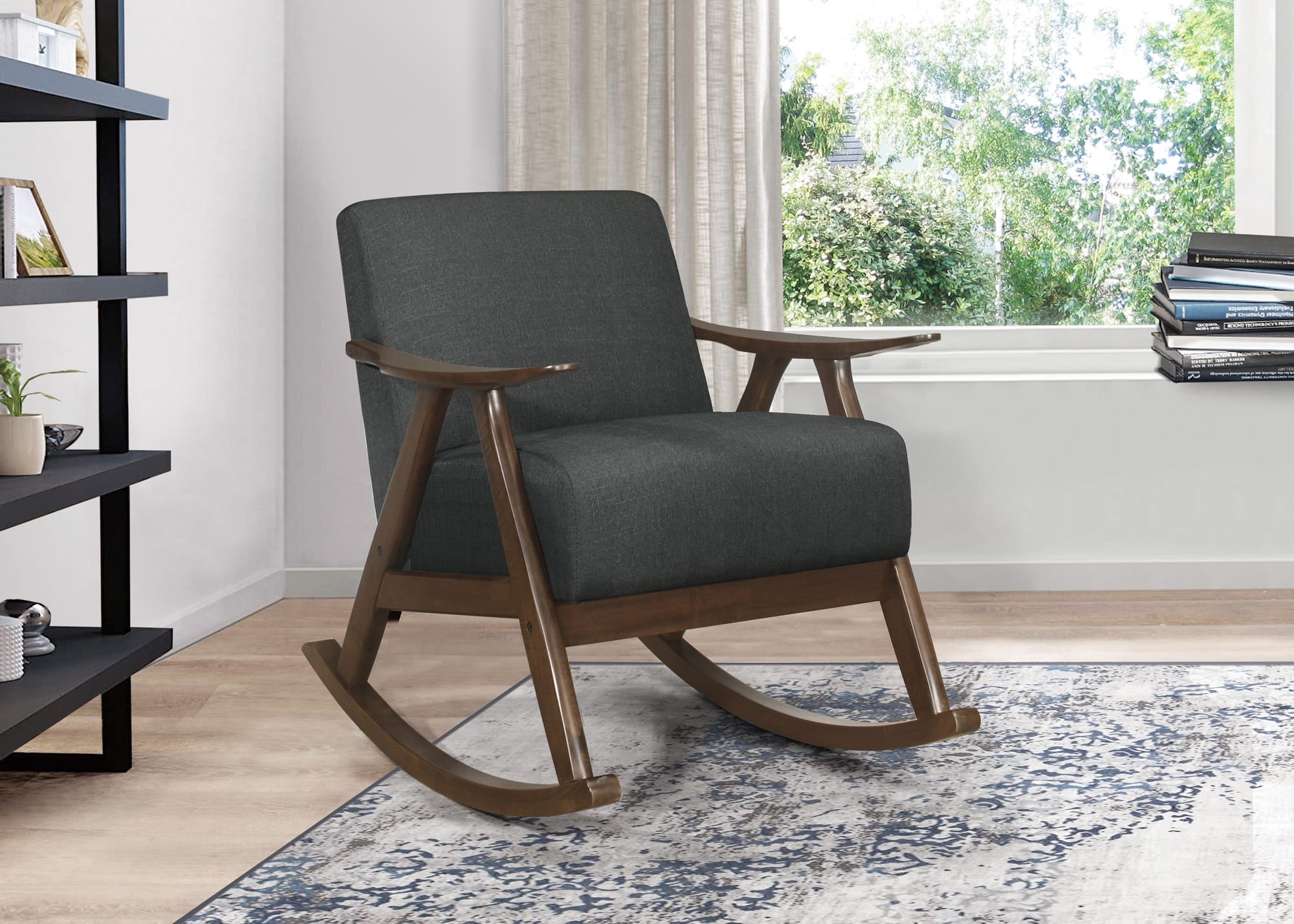 Waithe Polyester Fabric Rocking Chair