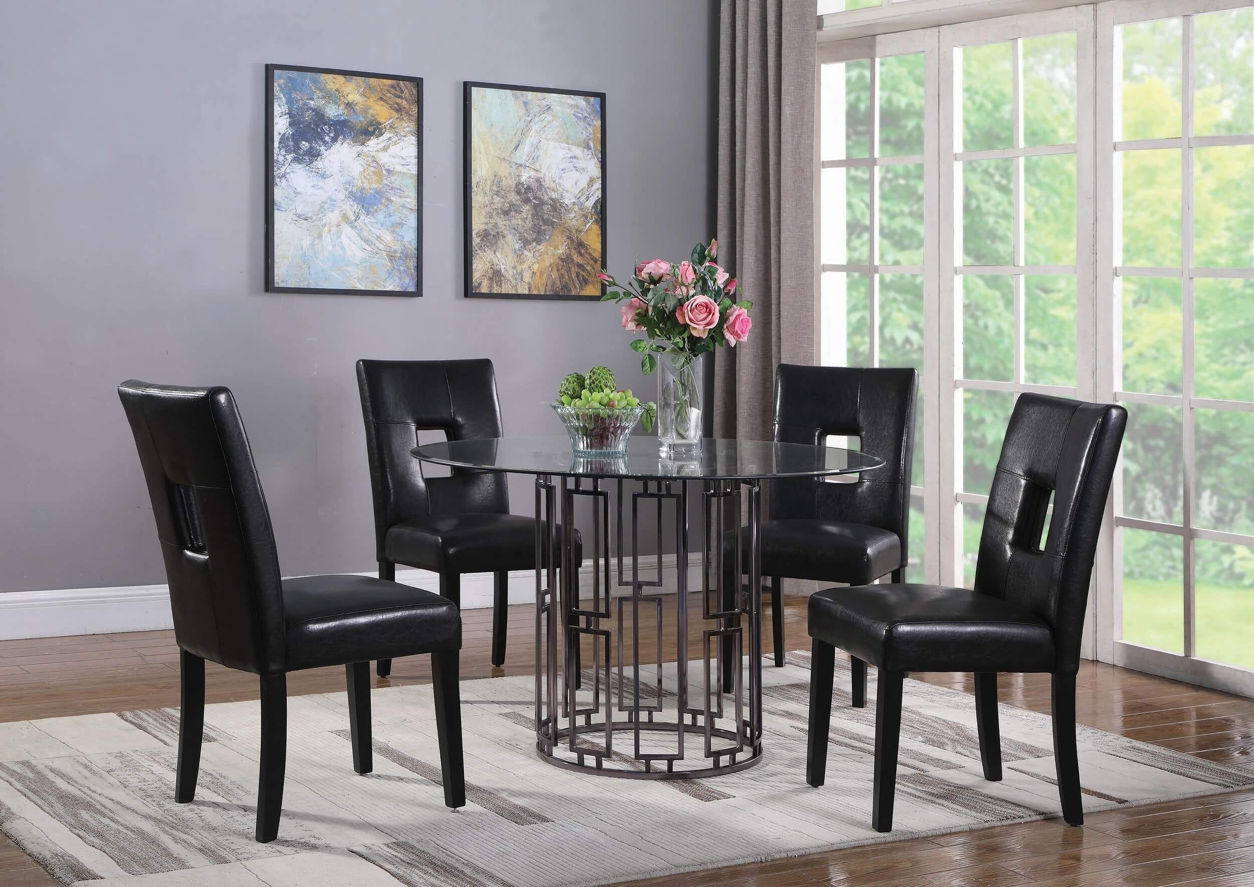 Shannon Leatherette Open Back Dining Chair with Wood Legs
