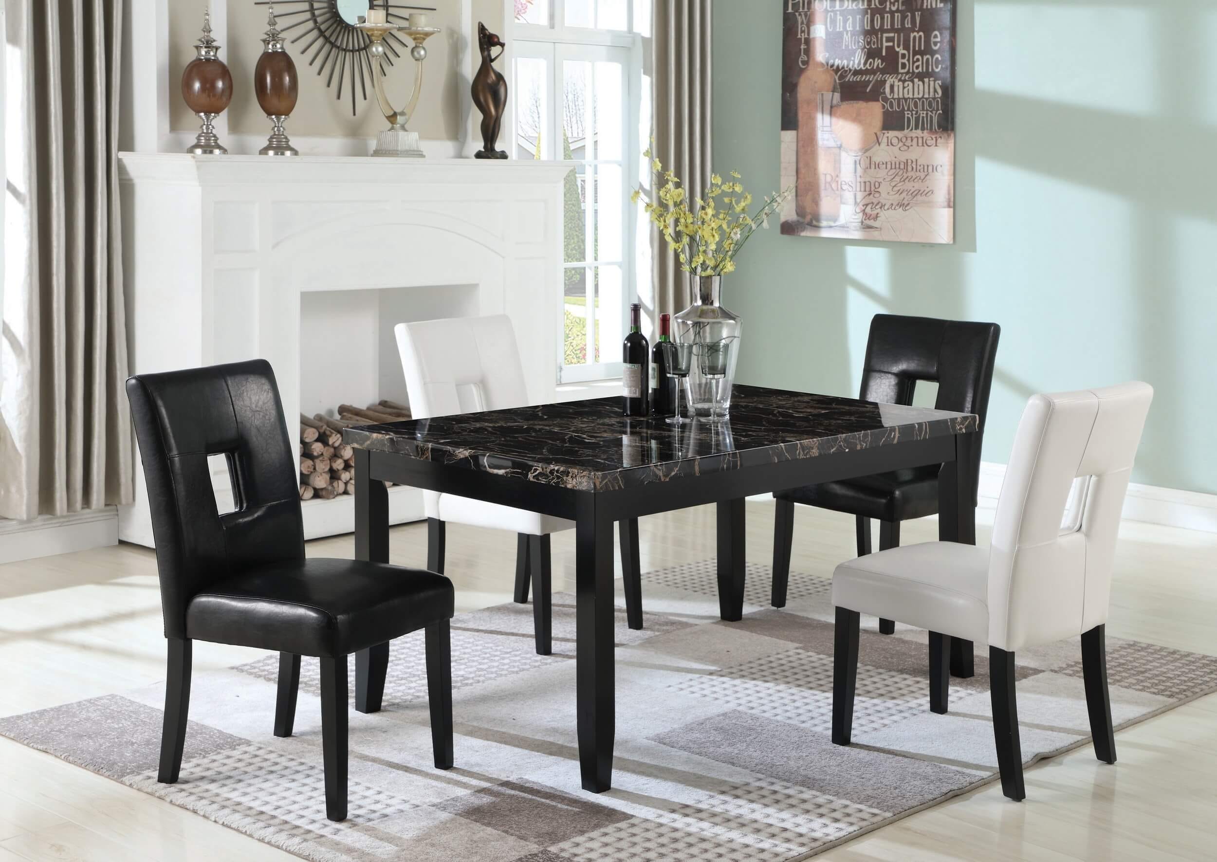Shannon Leatherette Open Back Dining Chair with Wood Legs