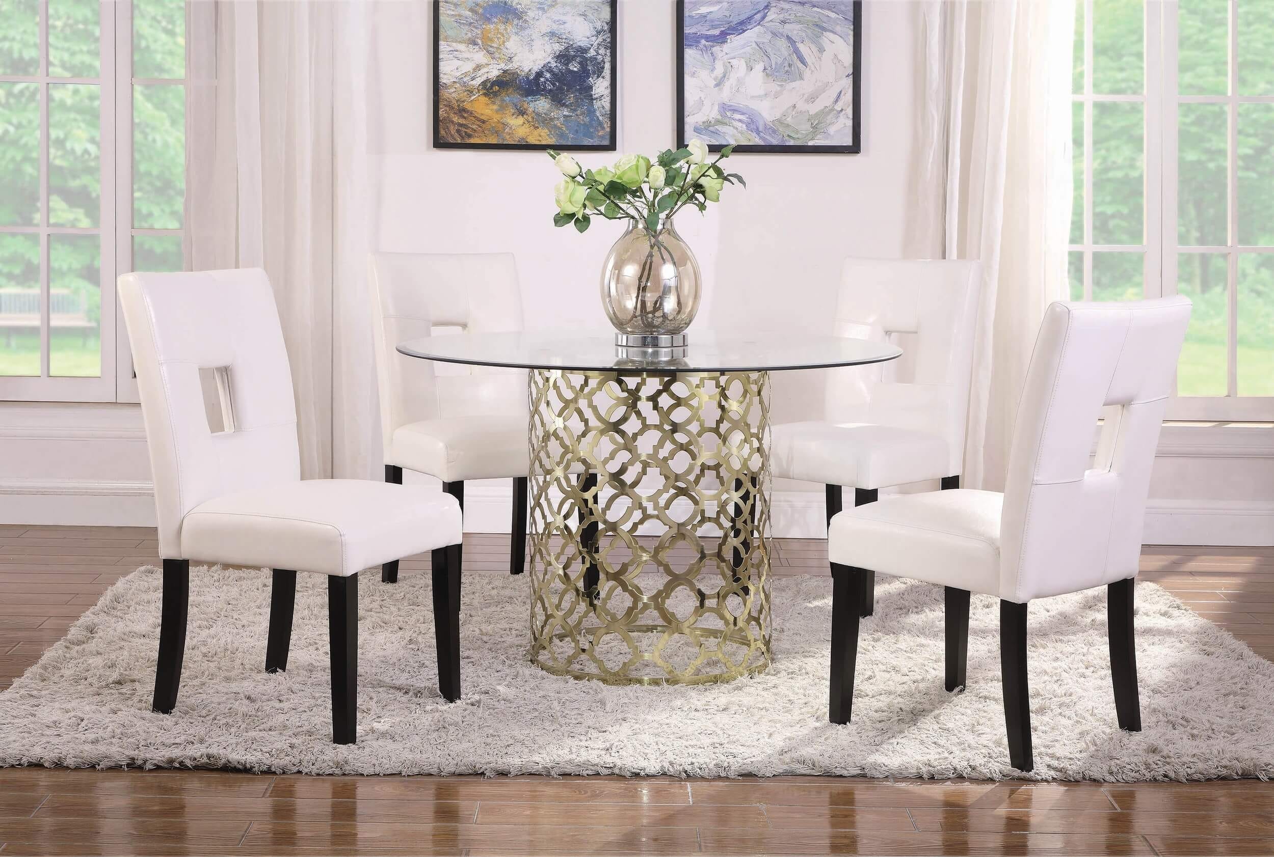 Shannon Leatherette Open Back Dining Chair with Wood Legs