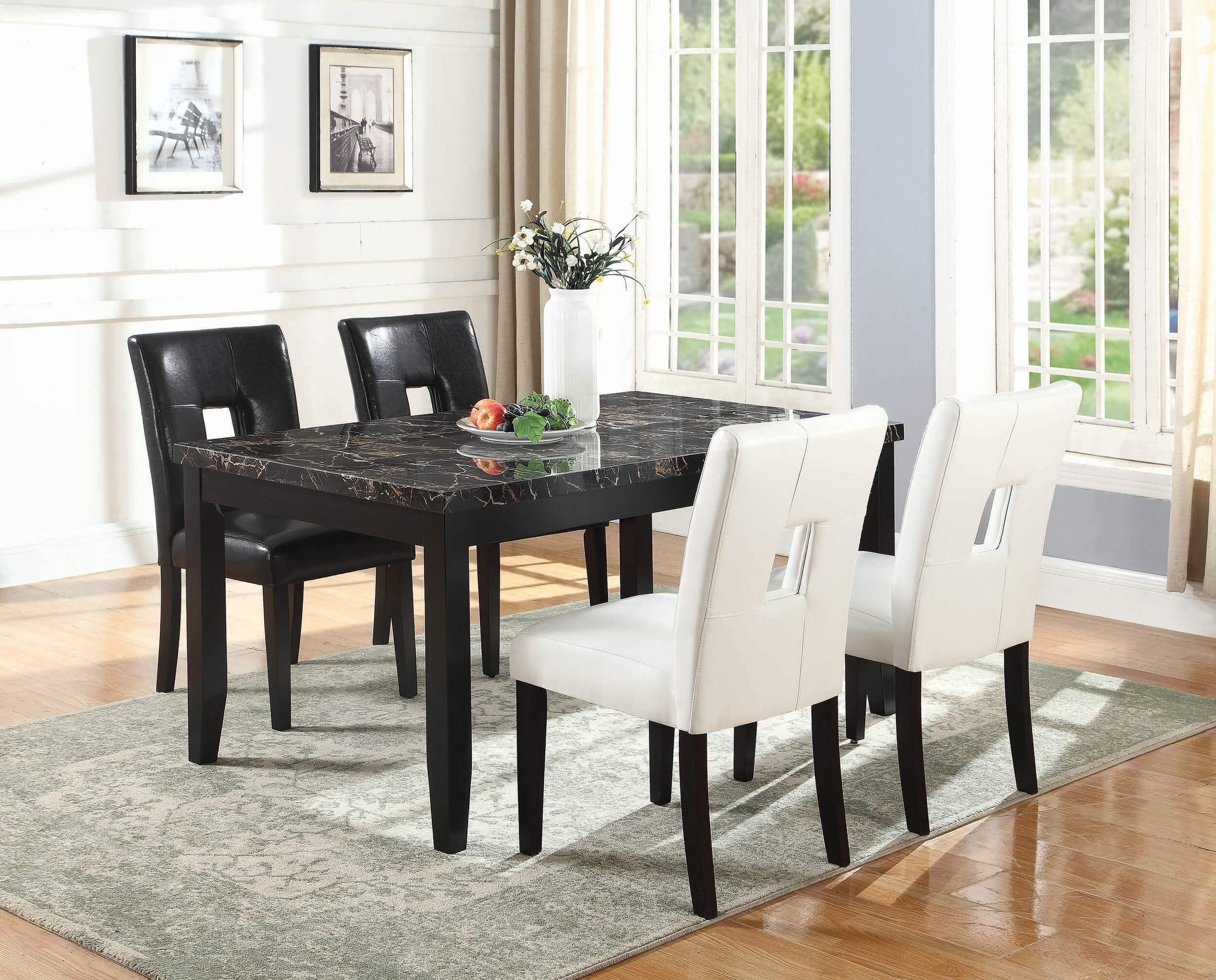 Shannon Leatherette Open Back Dining Chair with Wood Legs