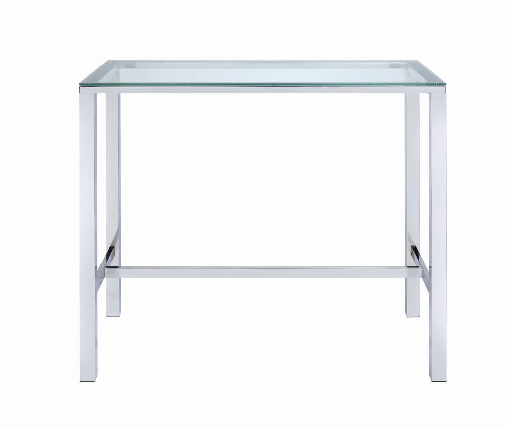 Tolbert 46.75" Rectangular Glass Top Bar Table with Chrome Base
