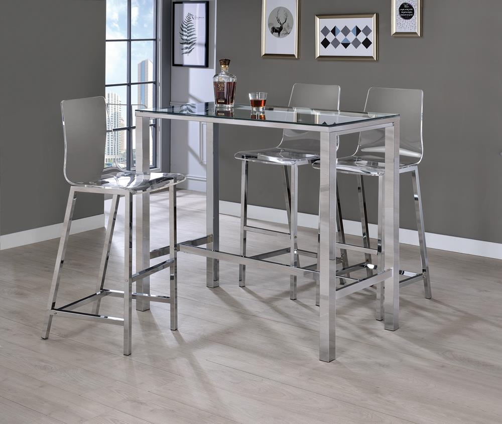 Tolbert 46.75" Rectangular Glass Top Bar Table with Chrome Base