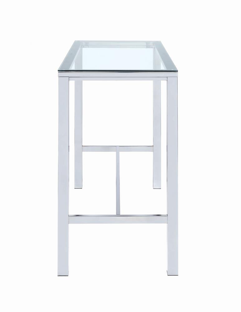 Tolbert 46.75" Rectangular Glass Top Bar Table with Chrome Base