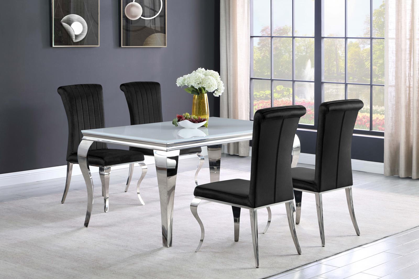 Betty Velvet Side Chair with Chrome Legs
