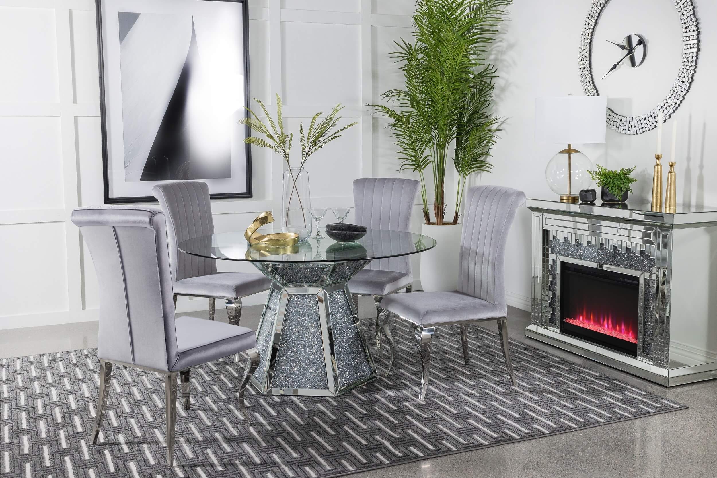 Betty Velvet Side Chair with Chrome Legs