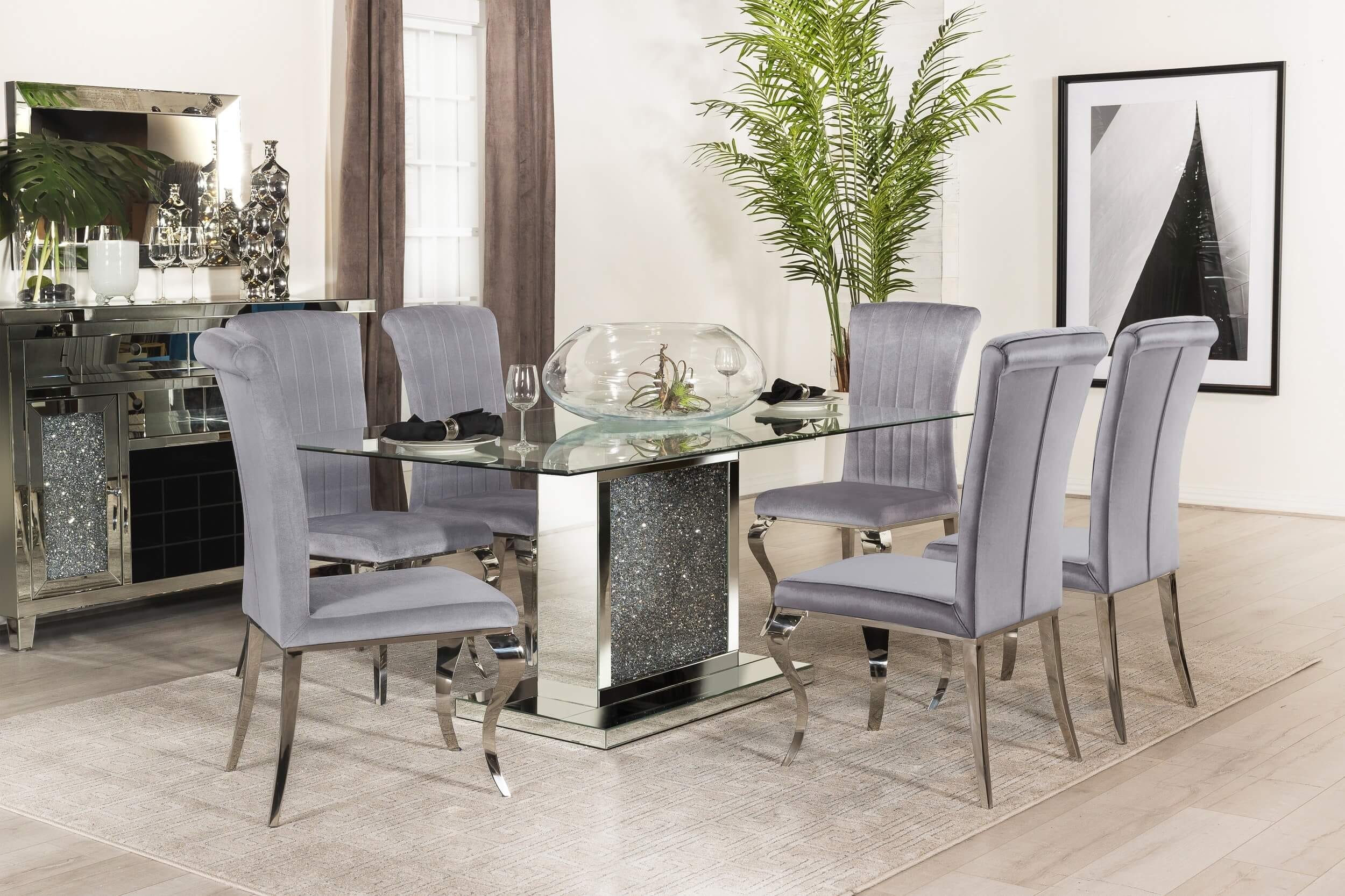 Betty Velvet Side Chair with Chrome Legs