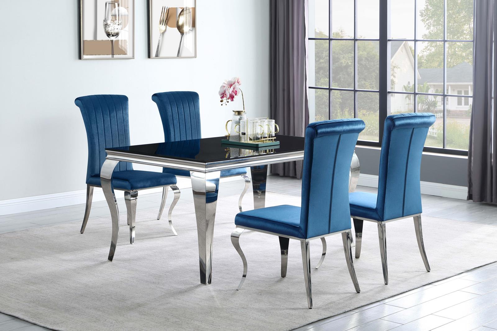 Betty Velvet Side Chair with Chrome Legs