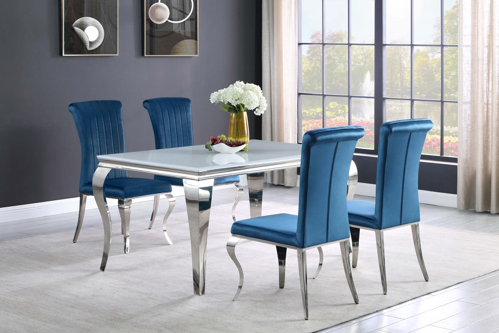 Betty Velvet Side Chair with Chrome Legs