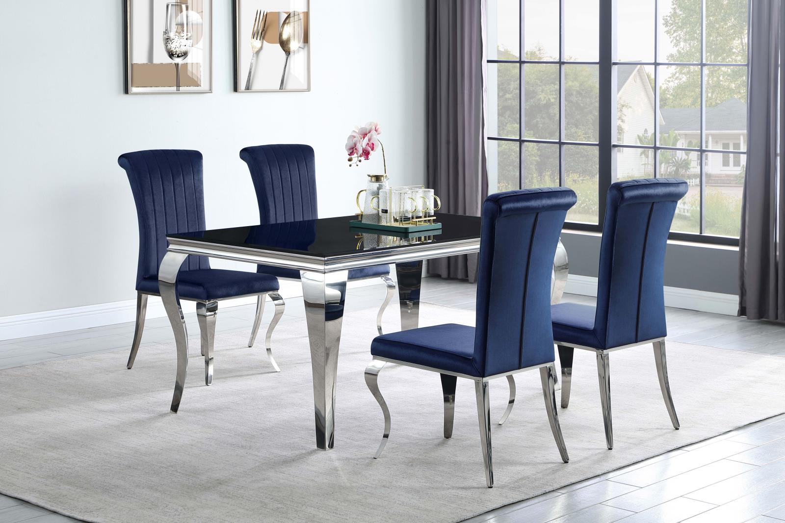 Betty Velvet Side Chair with Chrome Legs