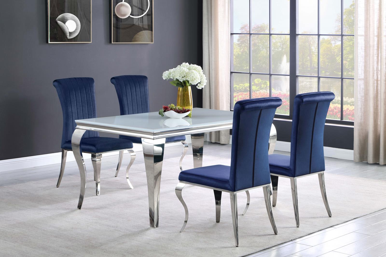 Betty Velvet Side Chair with Chrome Legs