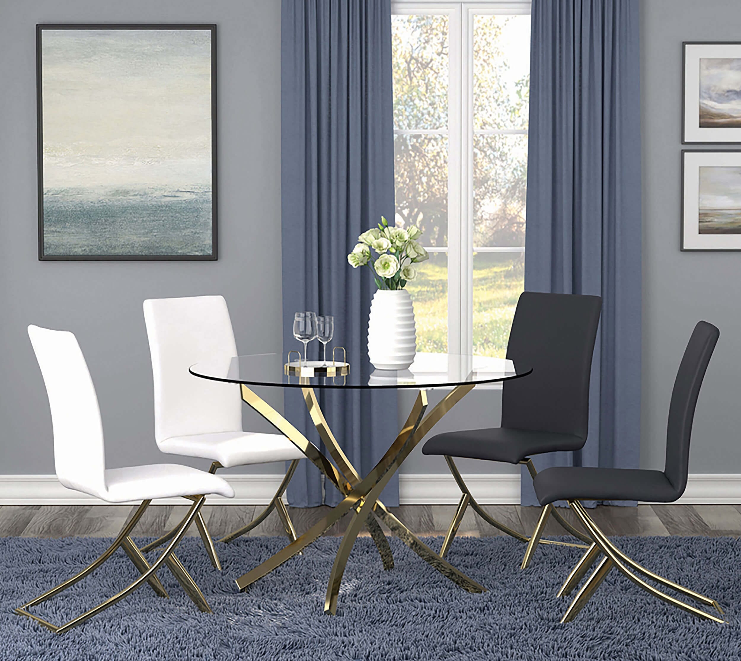 Carmelia Leatherette Side Chair with Metal Base