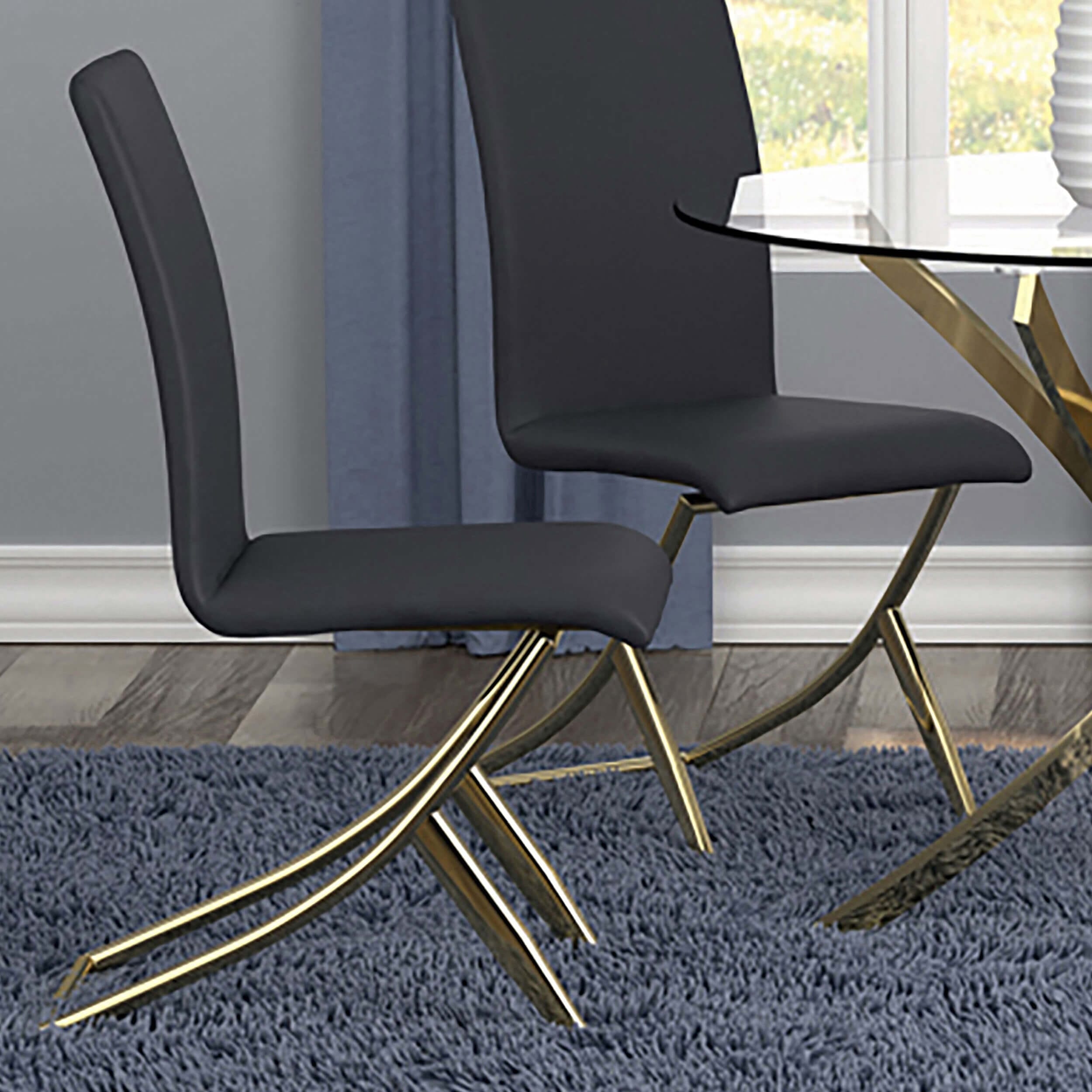 Carmelia Leatherette Side Chair with Metal Base