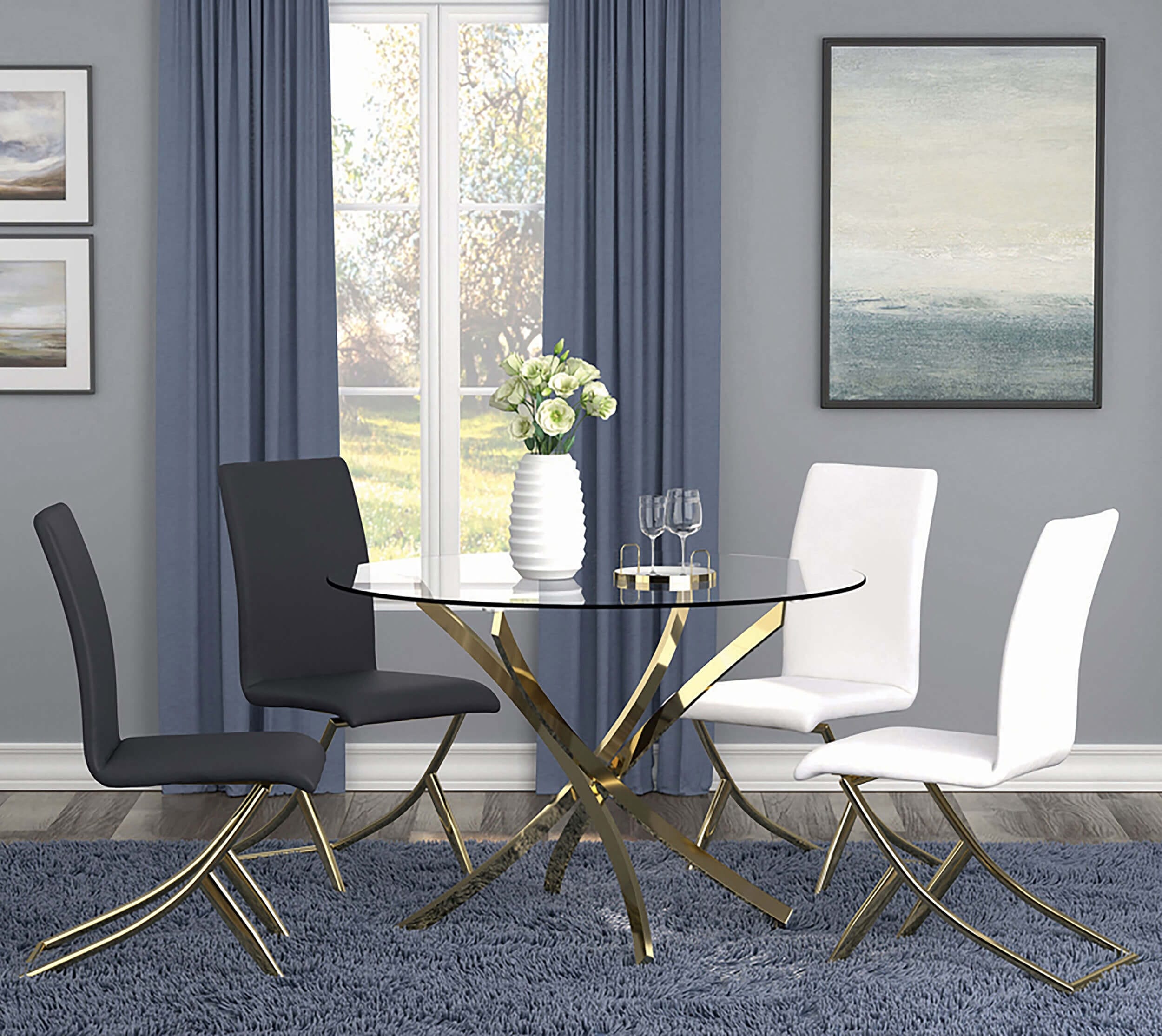 Carmelia Leatherette Side Chair with Metal Base