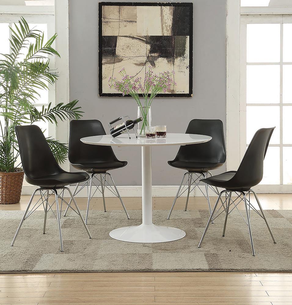 Lowry 40" Round Wood Veneer Dining Table with Metal Base