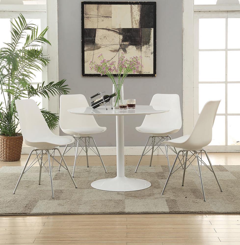 Lowry 40" Round Wood Veneer Dining Table with Metal Base