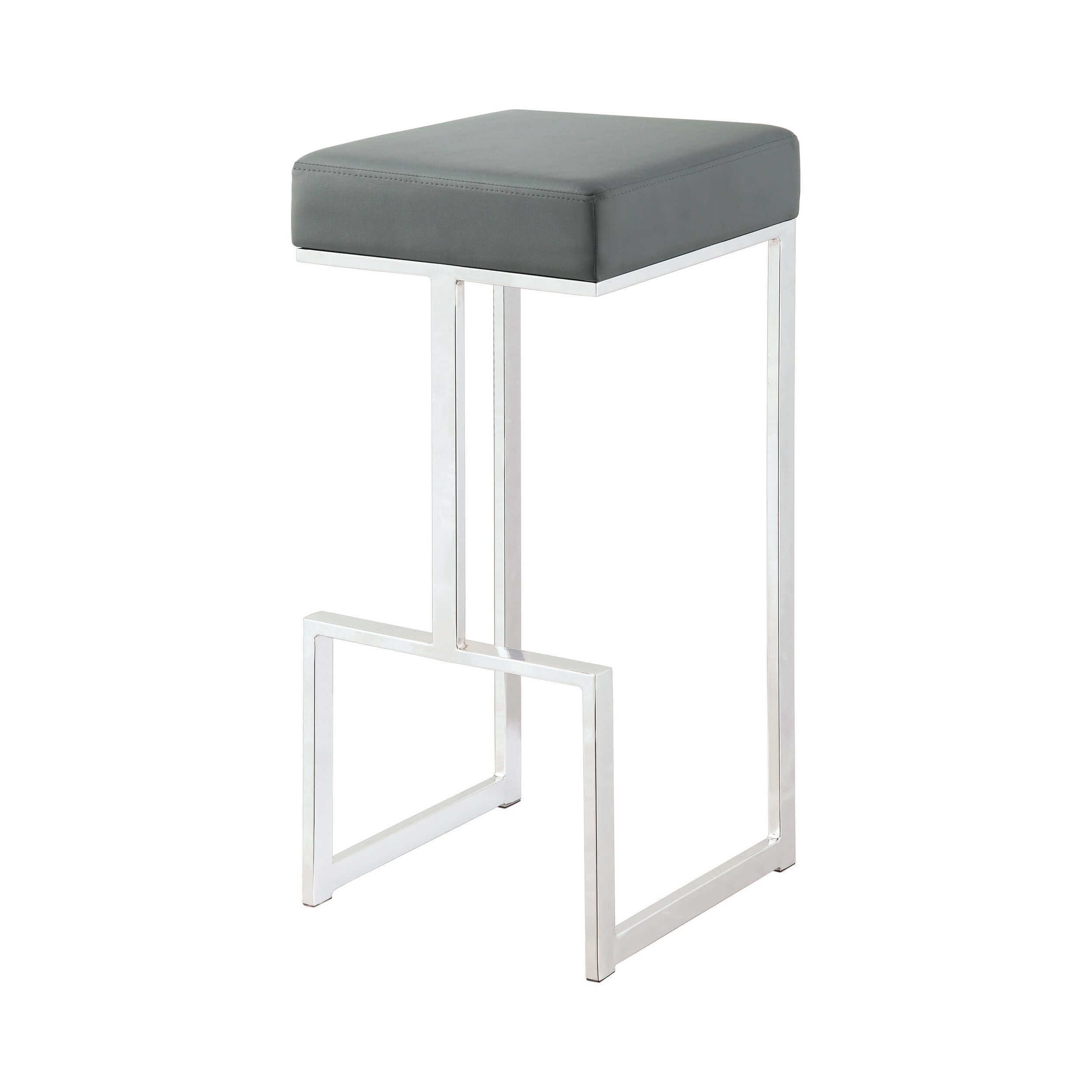 Gervase Leatherette Square Bar Stool with Chrome Base