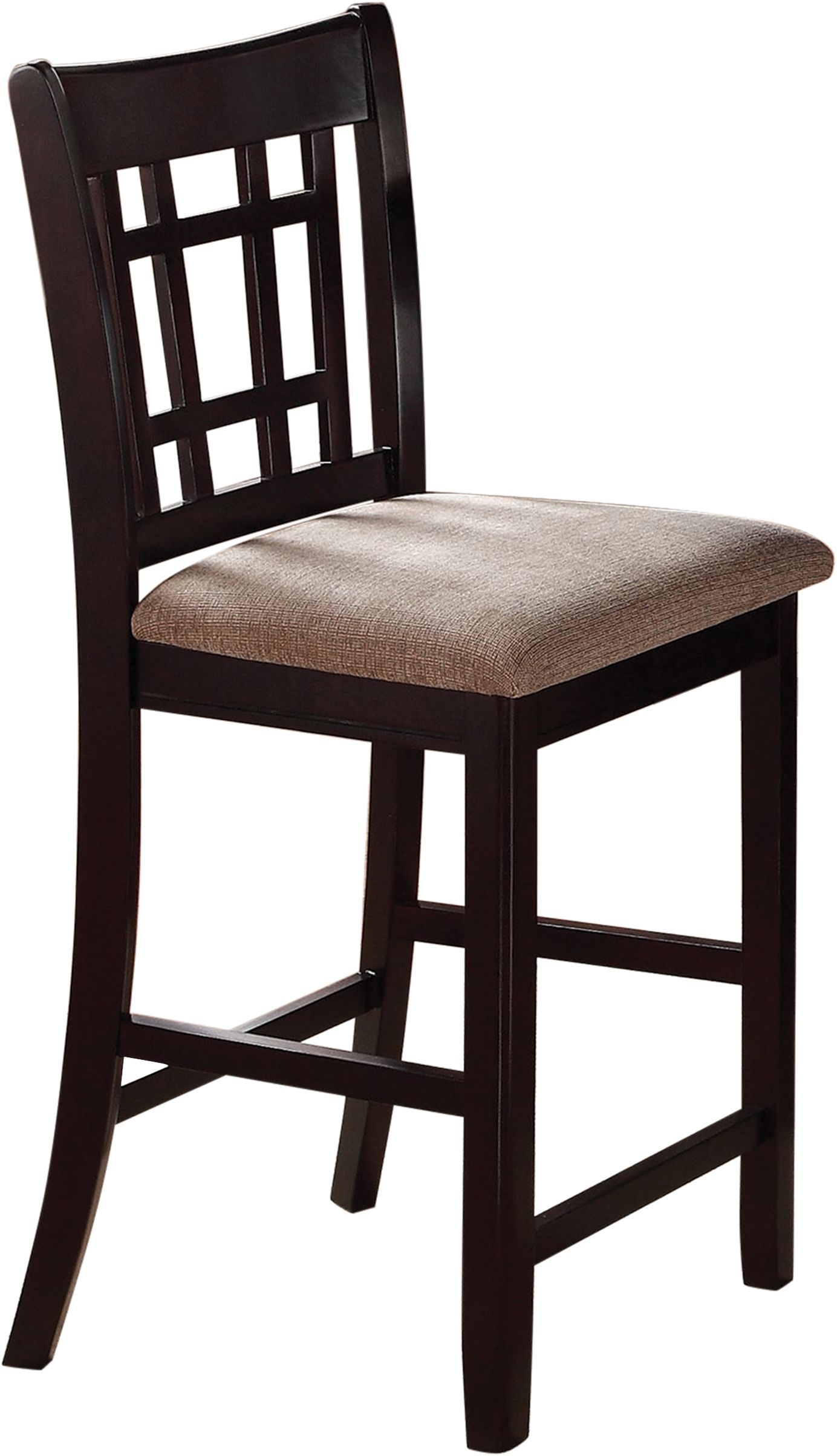 Lavon Fabric/Leatherette Counter Height Stool w/ Wood Legs & Lattice Back
