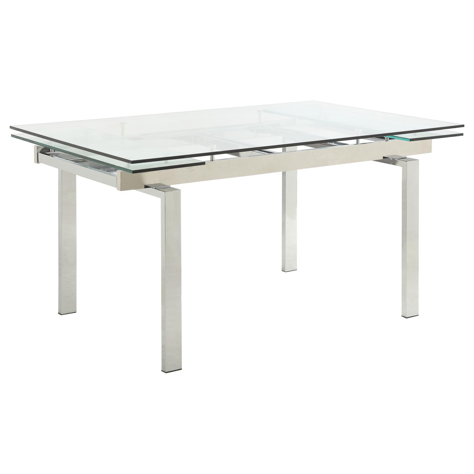 Wexford Rectangular Glass Top Dining Table with Extension Leaves