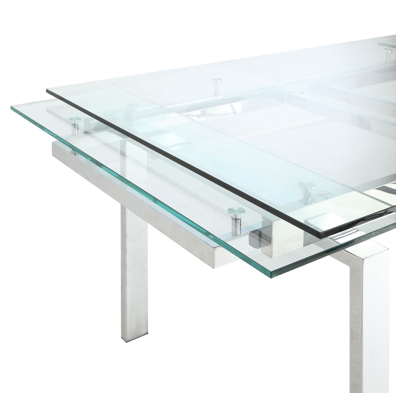 Wexford Rectangular Glass Top Dining Table with Extension Leaves