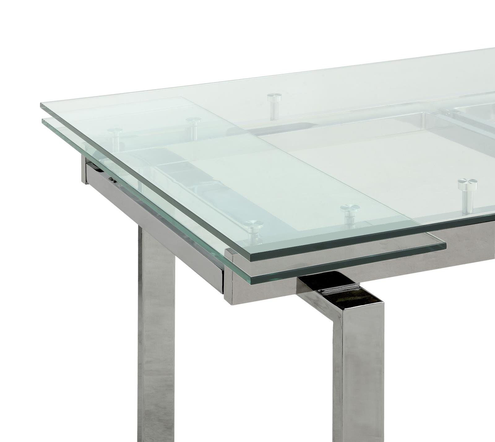 Wexford Rectangular Glass Top Dining Table with Extension Leaves