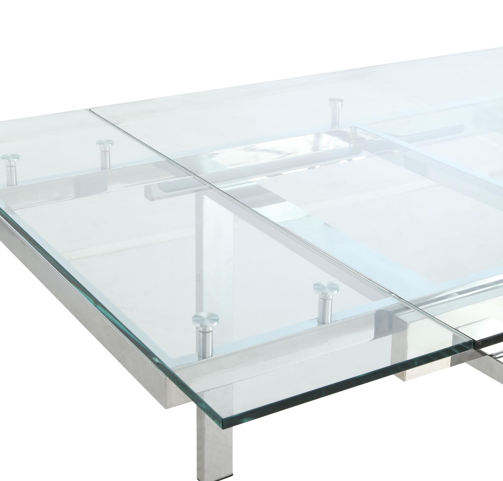 Wexford Rectangular Glass Top Dining Table with Extension Leaves