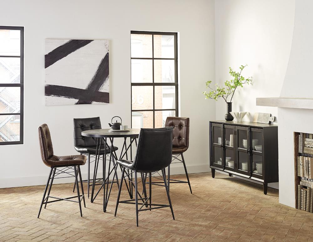 Rennes 36" Wood Veneer Round Bar Table with Metal Base