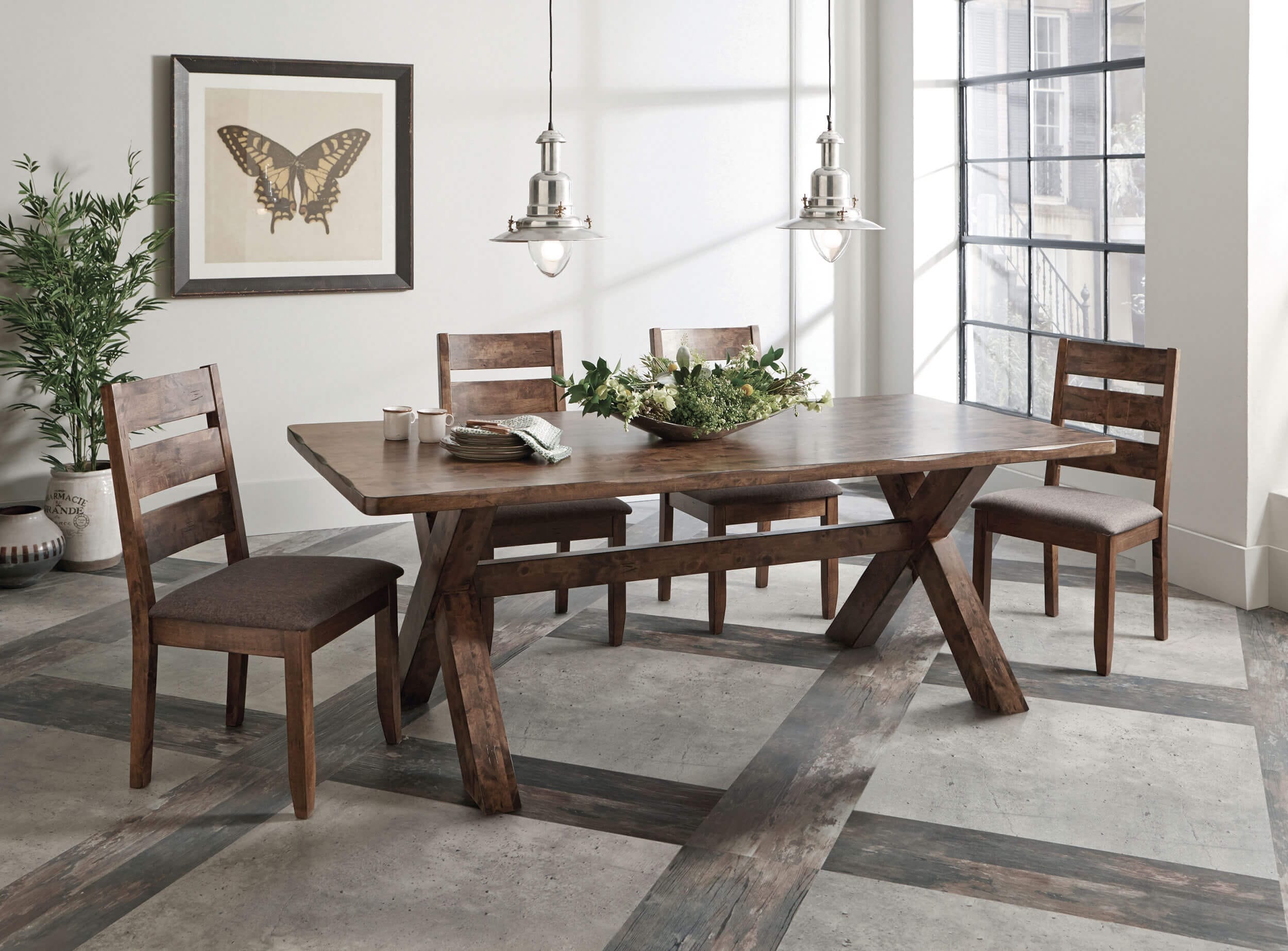 Alston 70.75" Rectangular Wood Veneer X-Shaped Dining Table