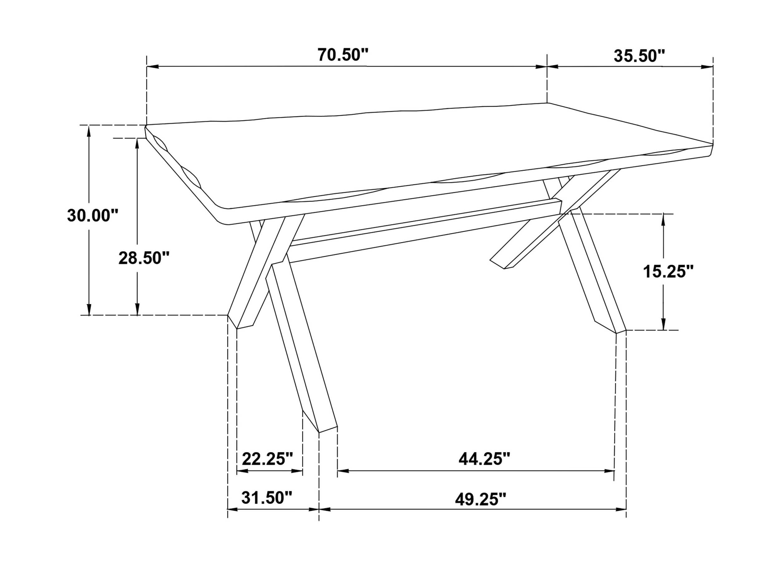 Alston 70.75" Rectangular Wood Veneer X-Shaped Dining Table