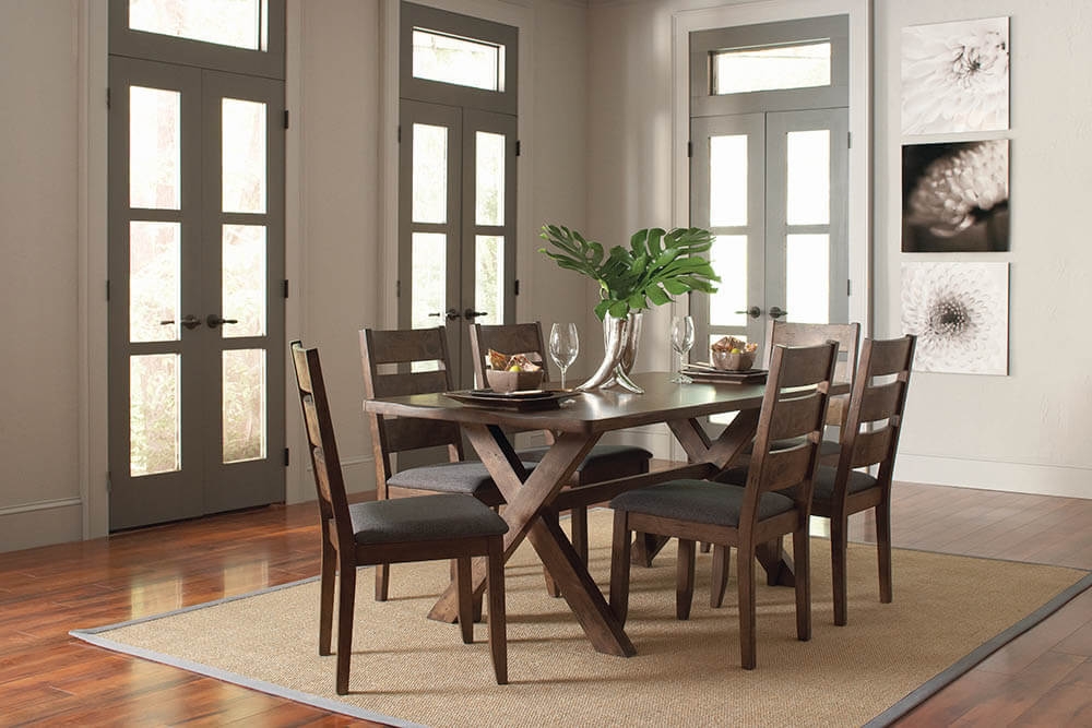 Alston 70.75" Rectangular Wood Veneer X-Shaped Dining Table