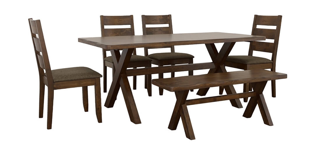 Alston 70.75" Rectangular Wood Veneer X-Shaped Dining Table