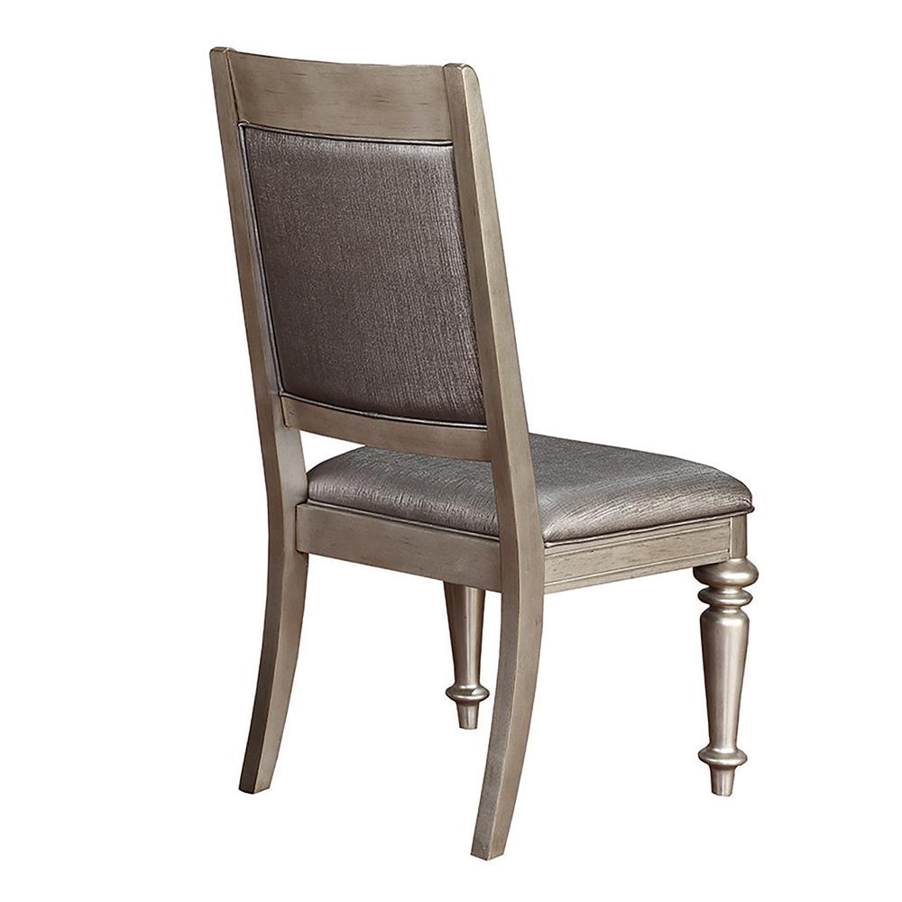 Bling Game Leatherette Open Back Side Chair with Wood Legs