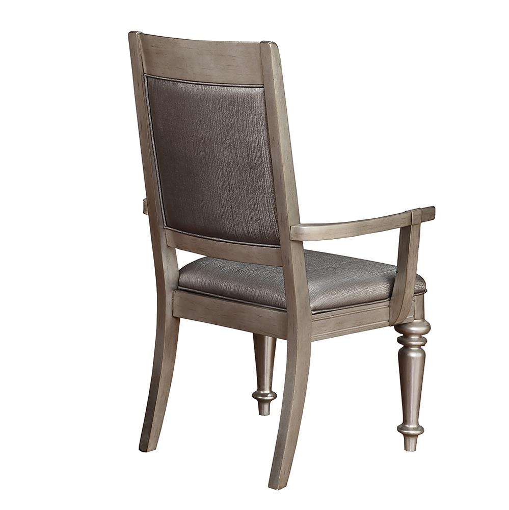 Bling Game Leatherette Open Back Arm Chair with Wood Legs