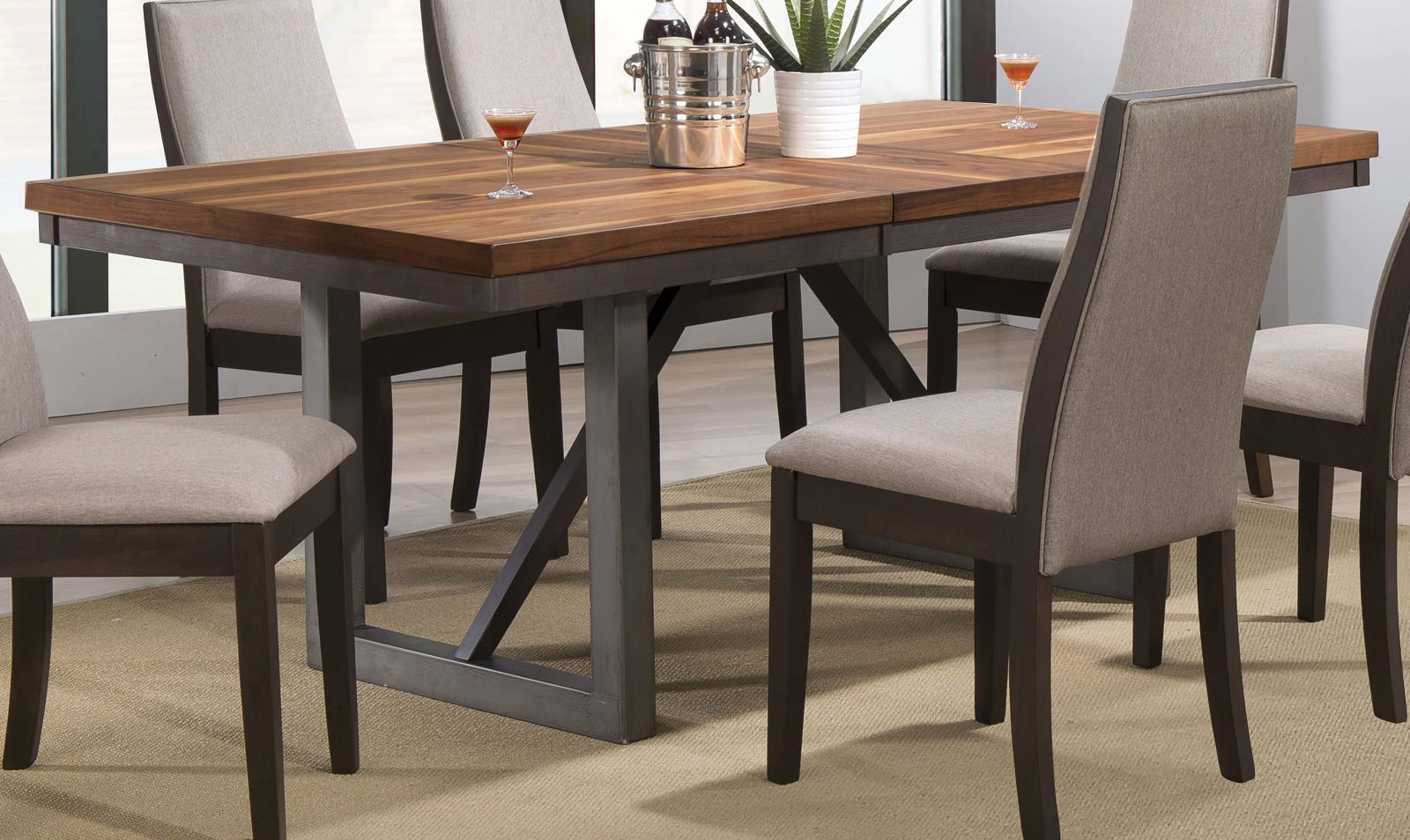 Spring Creek Wood Veneer Dining Table with Extension Leaf