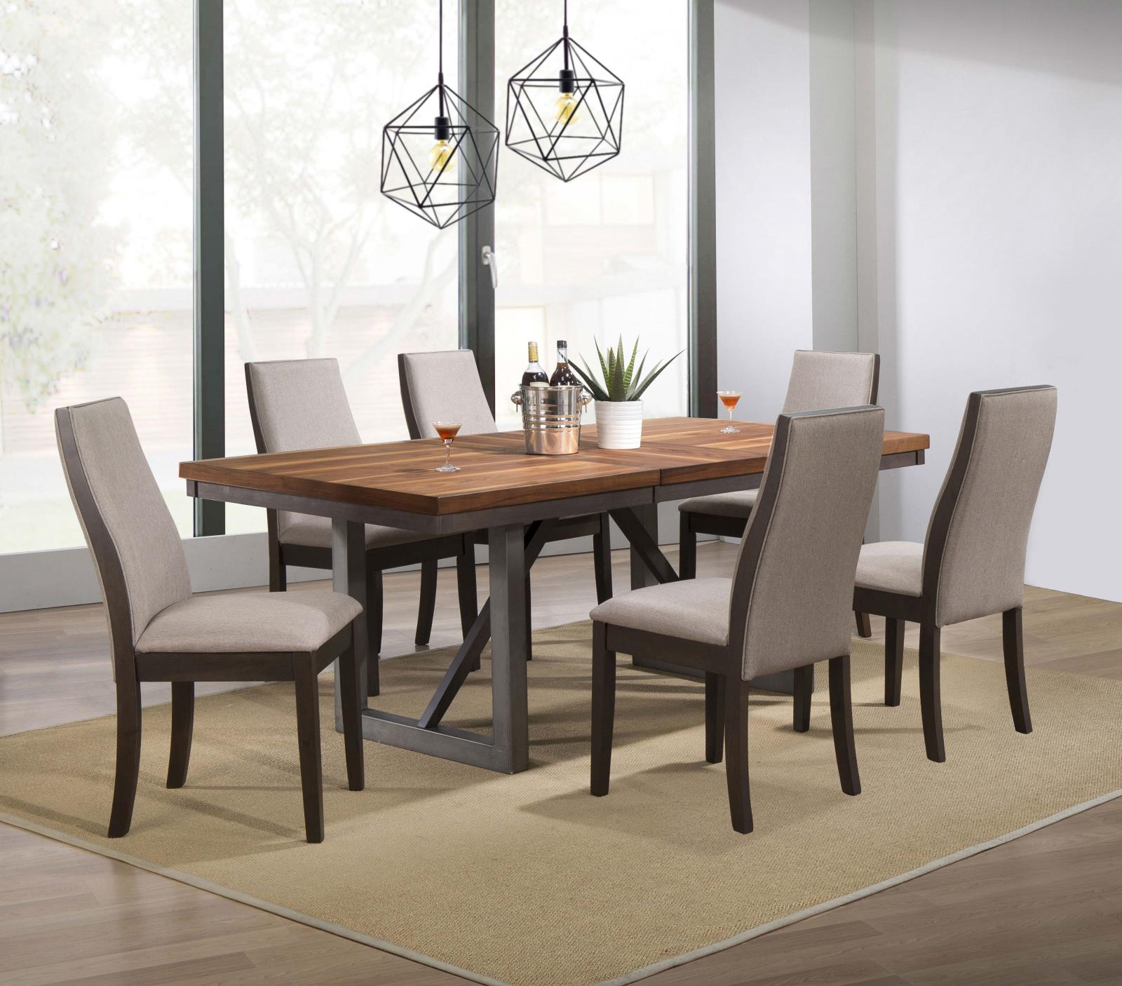 Spring Creek Wood Veneer Dining Table with Extension Leaf