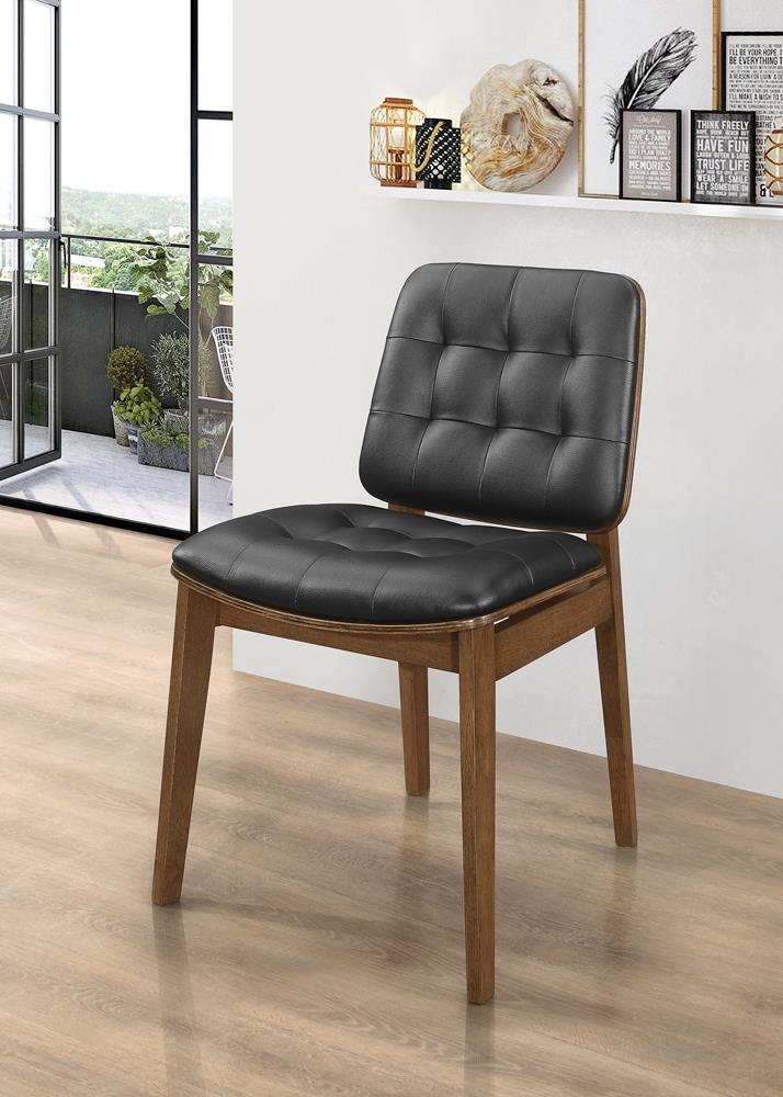 Otterson Leatherette Tufted Back Side Chair with Wood Legs