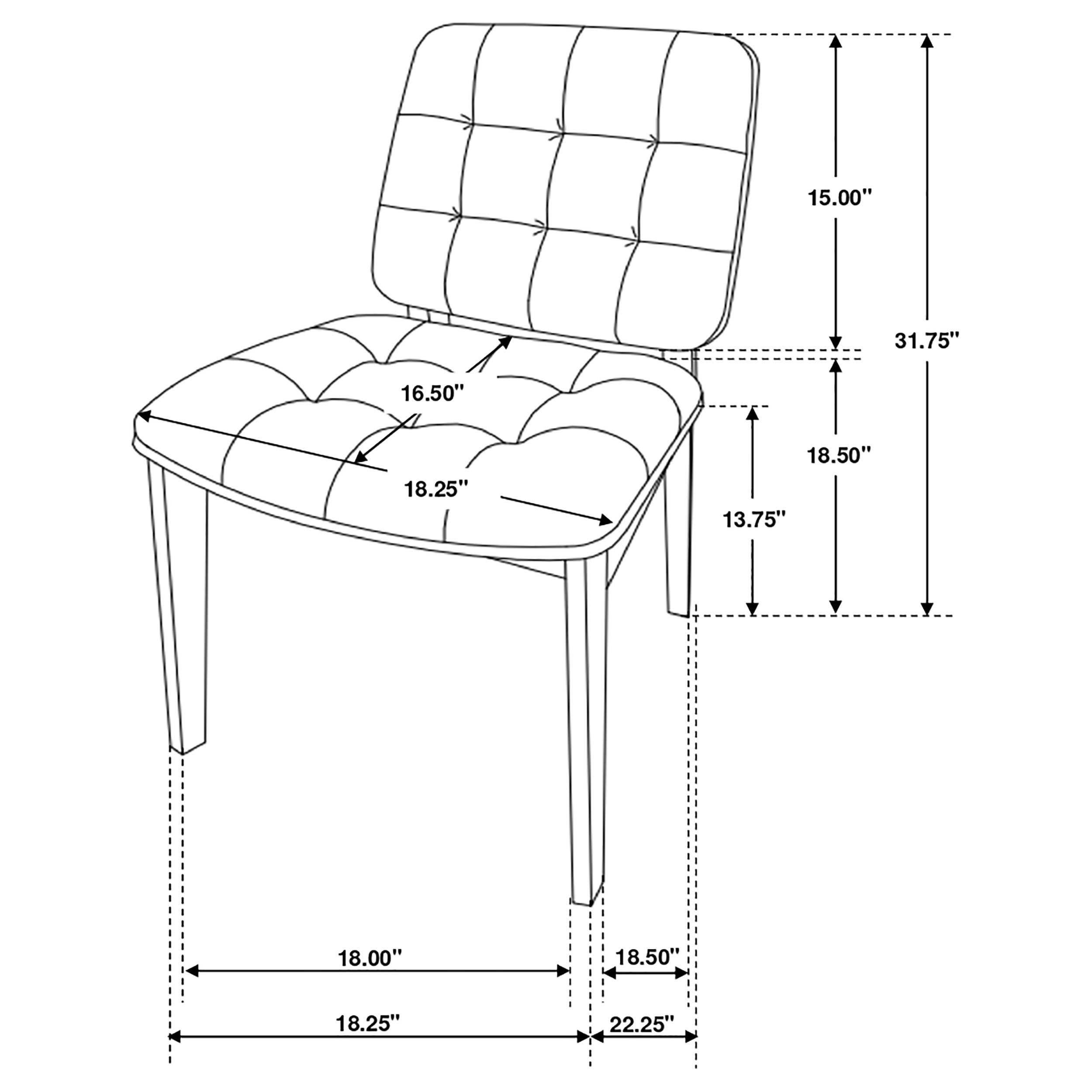 Otterson Leatherette Tufted Back Side Chair with Wood Legs