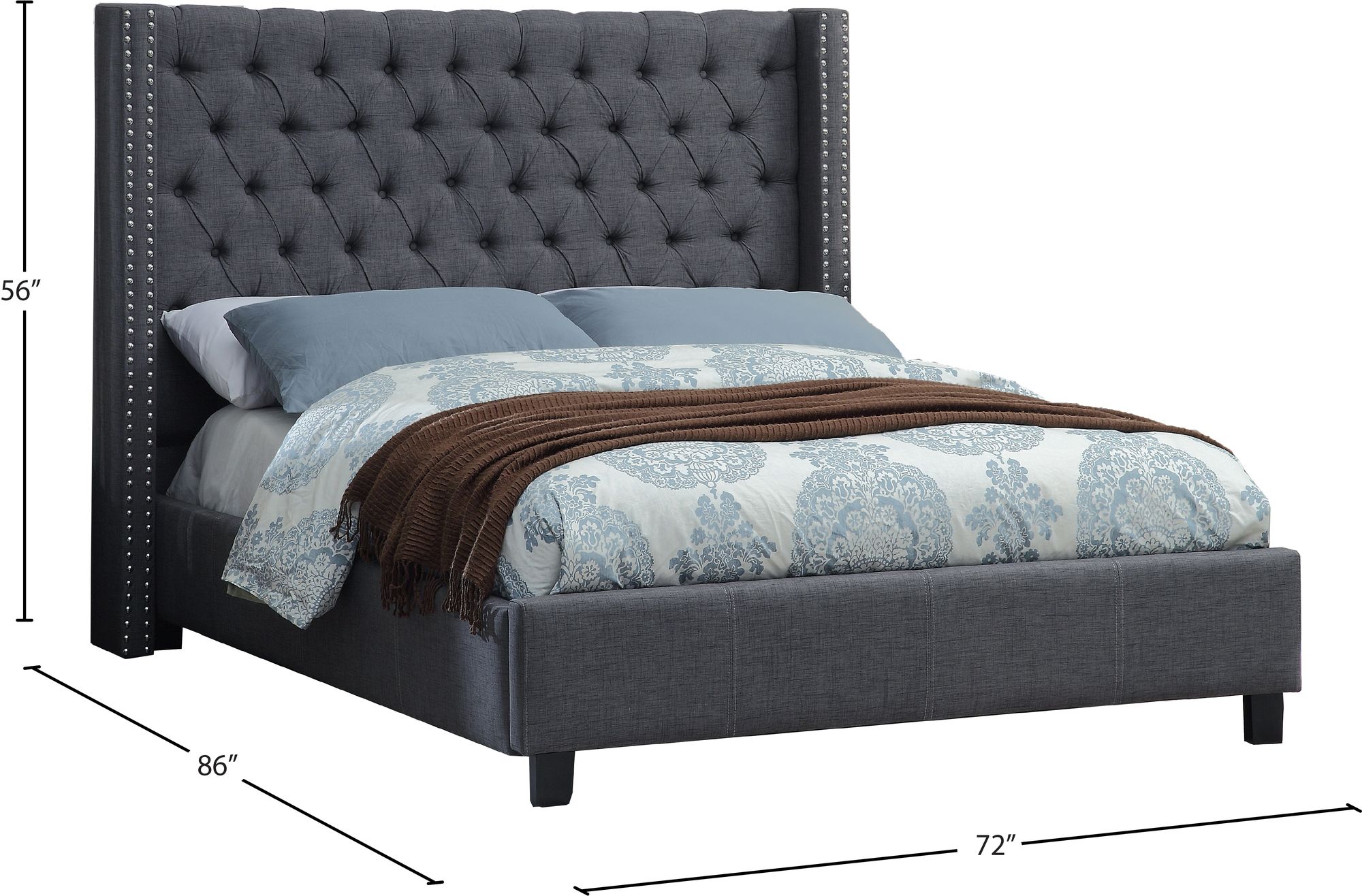 Ashton Linen Fabric Queen Size Bed