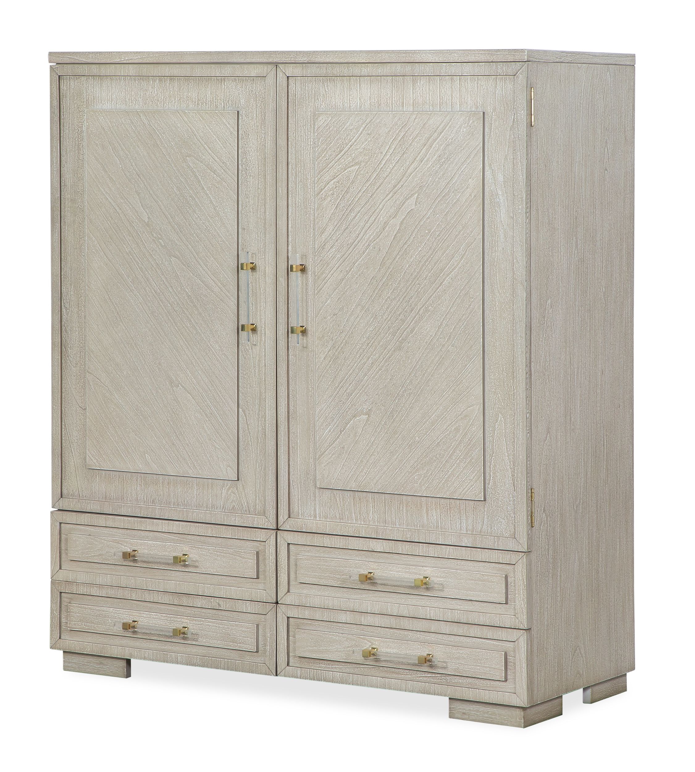 Celine Bedroom Set Whitewashed Wood Coastal Transitional Bedroom Furniture Collection with Gold Accents