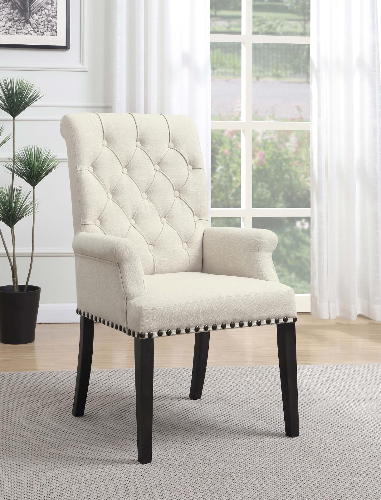 Alana Tufted Back Fabric Arm Chair with Nailhead Trim