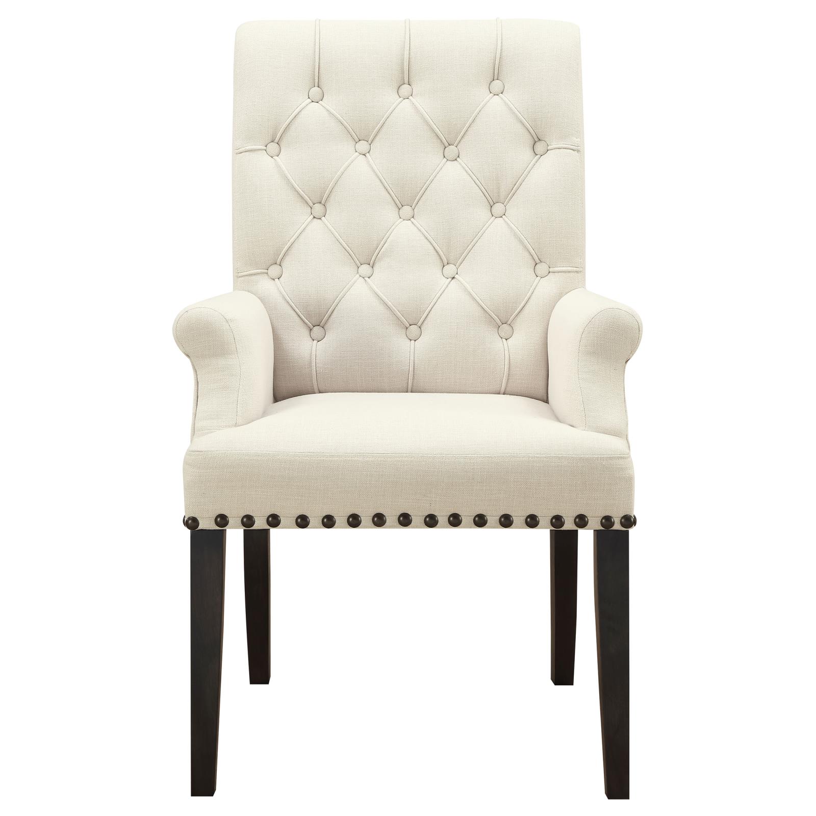 Alana Tufted Back Fabric Arm Chair with Nailhead Trim