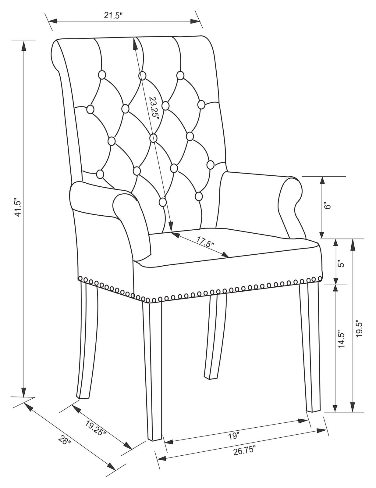 Alana Tufted Back Fabric Arm Chair with Nailhead Trim