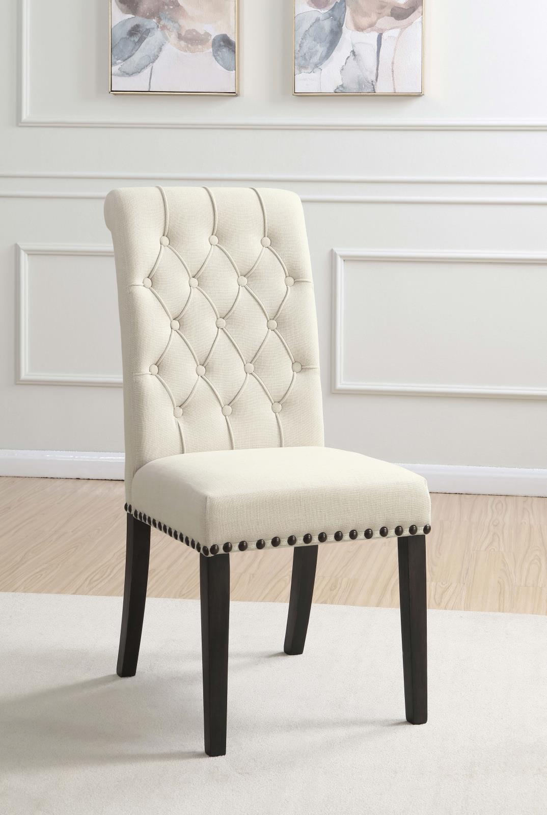 Alana Tufted Back Fabric Side Chair with Nailhead Trim
