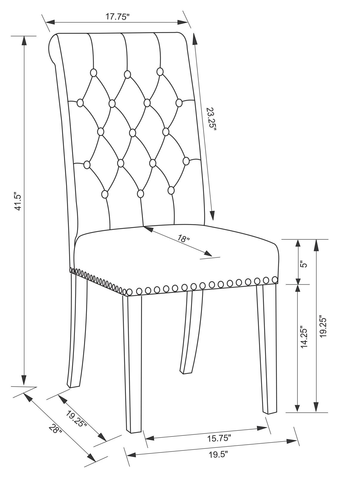 Alana Tufted Back Fabric Side Chair with Nailhead Trim