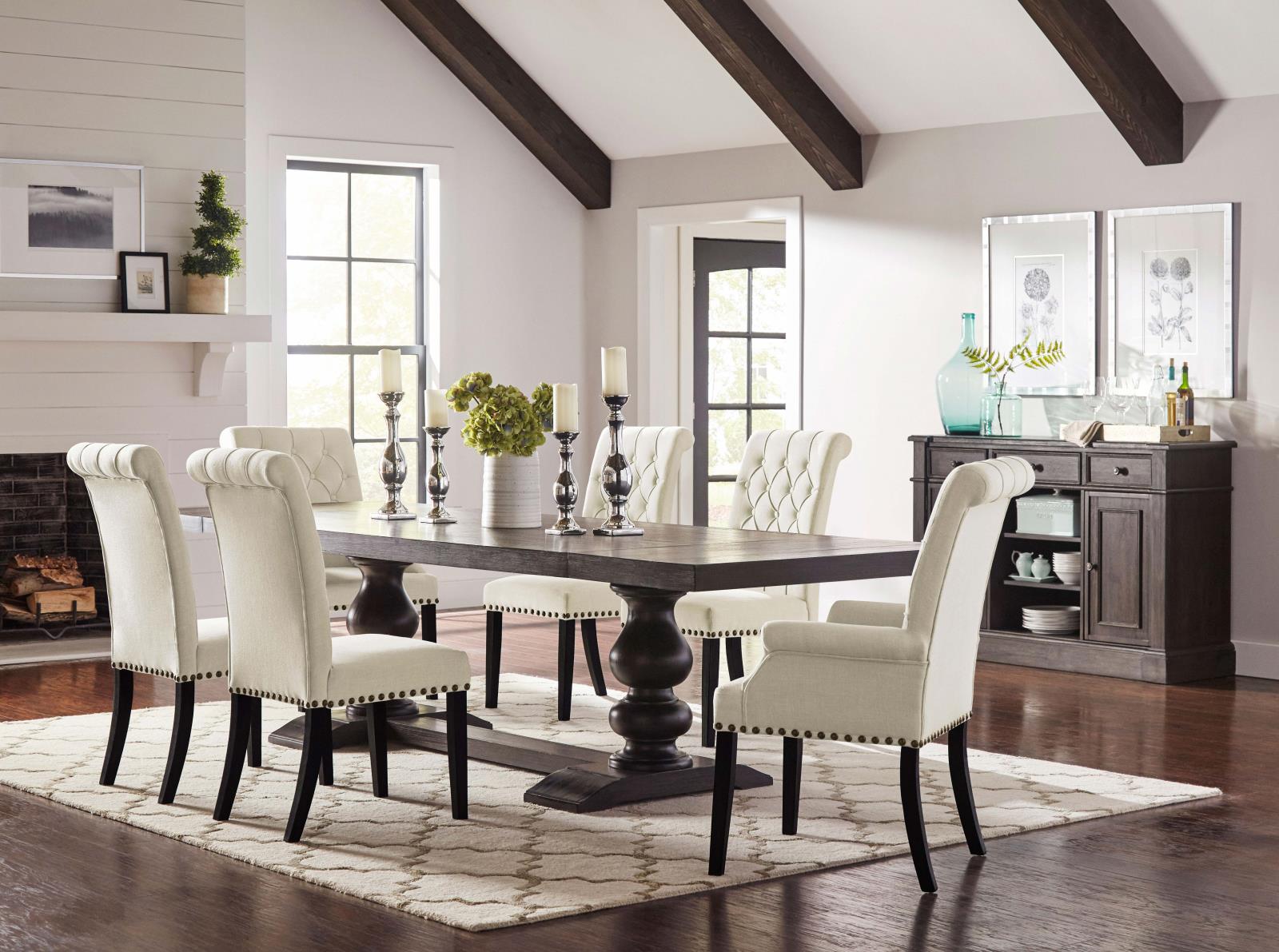 Alana Tufted Back Fabric Side Chair with Nailhead Trim