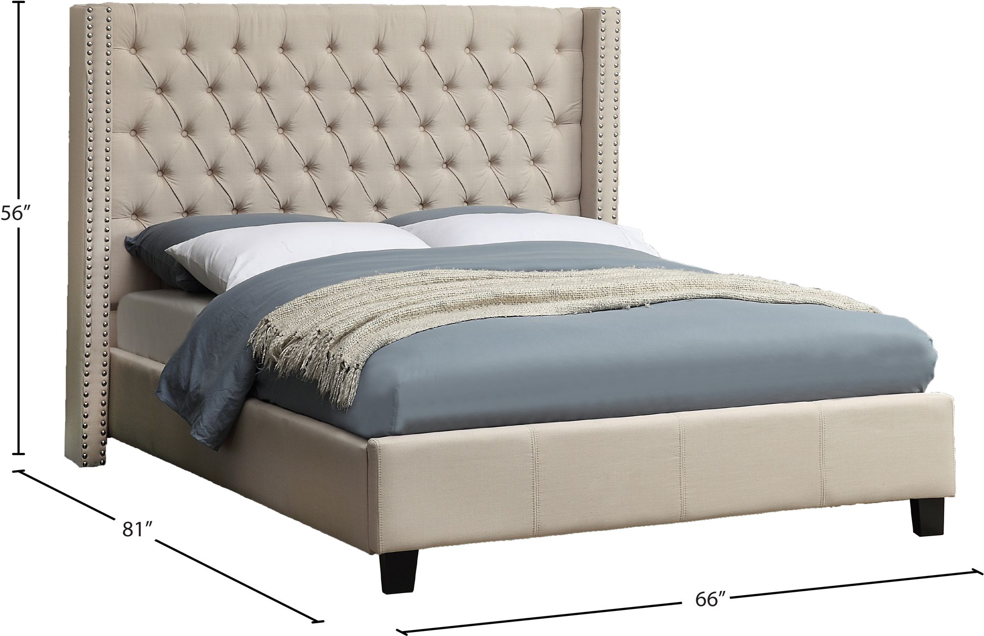 Ashton Linen Fabric Full Size Bed