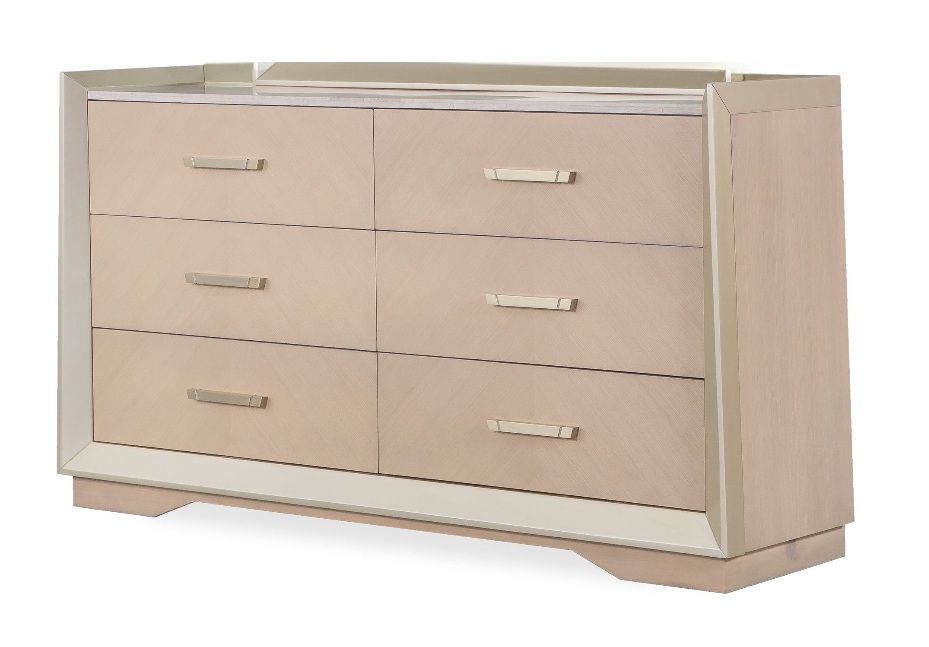 Milan Bedroom Set LED Upholstered Bedroom Furniture with Silver Accents