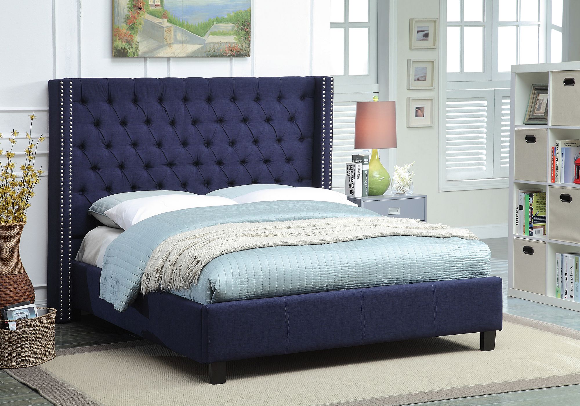 Ashton Linen Fabric King Size Bed