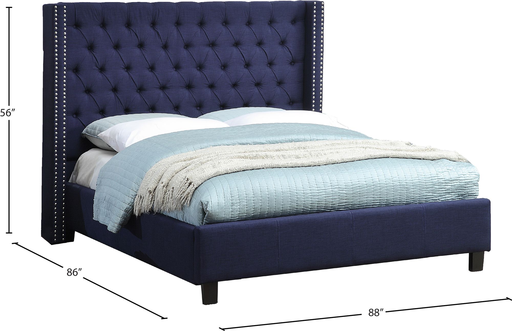 Ashton Linen Fabric King Size Bed